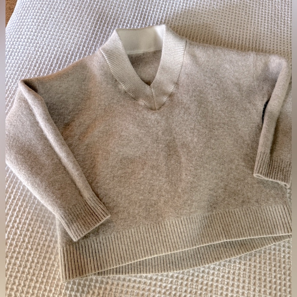 Lululemon Athletic Alpaca Wool-Blend V-Neck Sweater, Heathered Light Grey